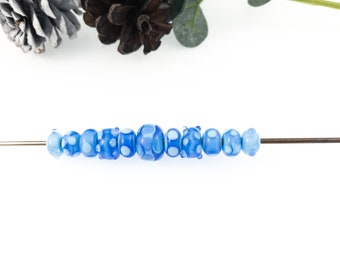 Blue Lampwork Bead Set / Shades Of Blue Glass / Jewelry Designers Supplies