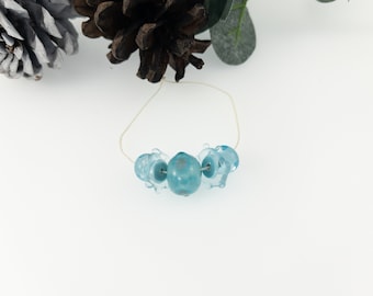 Light Blue Glass Beads / Small 5 Bead Set / For Jewelry Designers