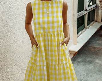 yellow n white dress