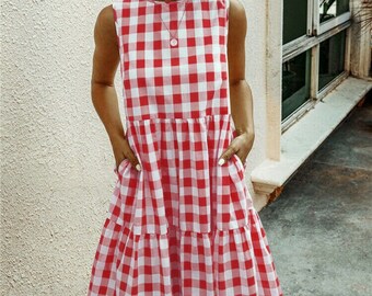 red gingham sundress