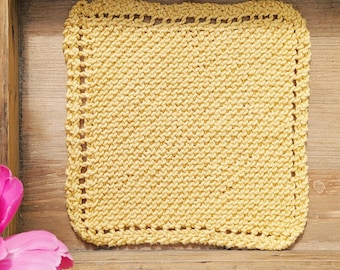 KNITTING PATTERN: Garden Rows dish cloth knitting pattern, knitting dish cloth pattern, easy washcloth knitting pattern