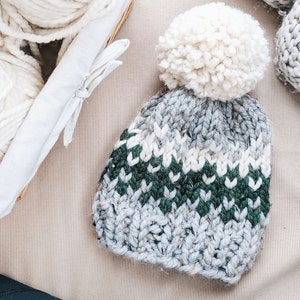 KNITTING PATTERN: Mountain Haze Baby Hat Knitting Pattern, Baby Fair Isle Knit Hat Knitting Pattern, Baby Boy Hat Knitting Pattern
