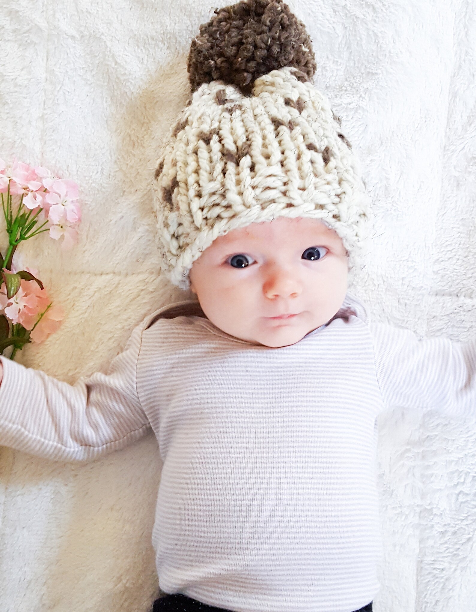 Knit Baby Hat Pattern, Fair Isle Knit Hat, Winter Hat, Newborn Photo