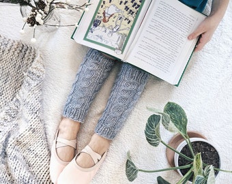 KNITTING PATTERN: Cherry Blossom Leg Warmers Knitting Pattern, Knit Leg Warmers Pattern PDF, Cable Knit Leg Warmers Knitting Pattern