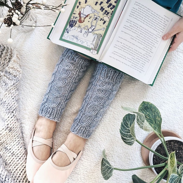 KNITTING PATTERN: Cherry Blossom Leg Warmers Knitting Pattern, Knit Leg Warmers Pattern PDF, Cable Knit Leg Warmers Knitting Pattern