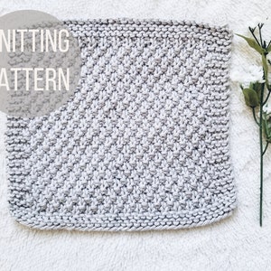 Knit Farmhouse Dish Cloth Pattern, Knit Wash Cloth Tutorial, Knit Kitchen Towel, Dish Towel, Homestead Beginner Knit Dish Cloth