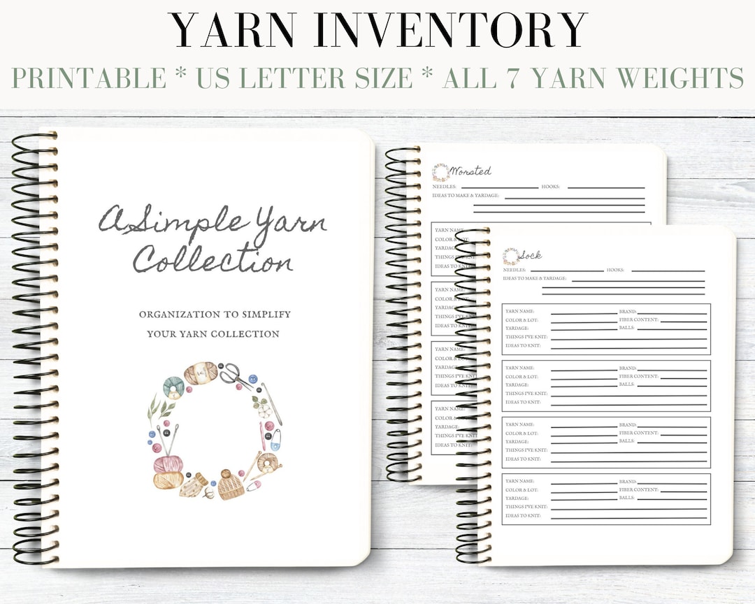 Yarn Inventory PDF, Printable Yarn Stash Organization, Knitting Yarn