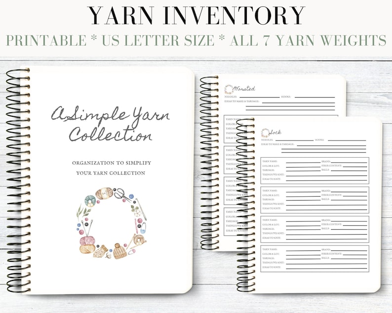 Yarn Inventory PDF, Printable Yarn Stash Organization, Knitting Yarn