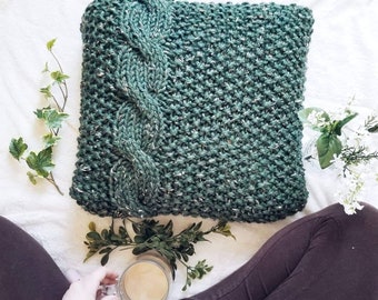 Chunky Cable Knit Pillow Cover PATTERN: Hygge Home Decor (PDF Download)