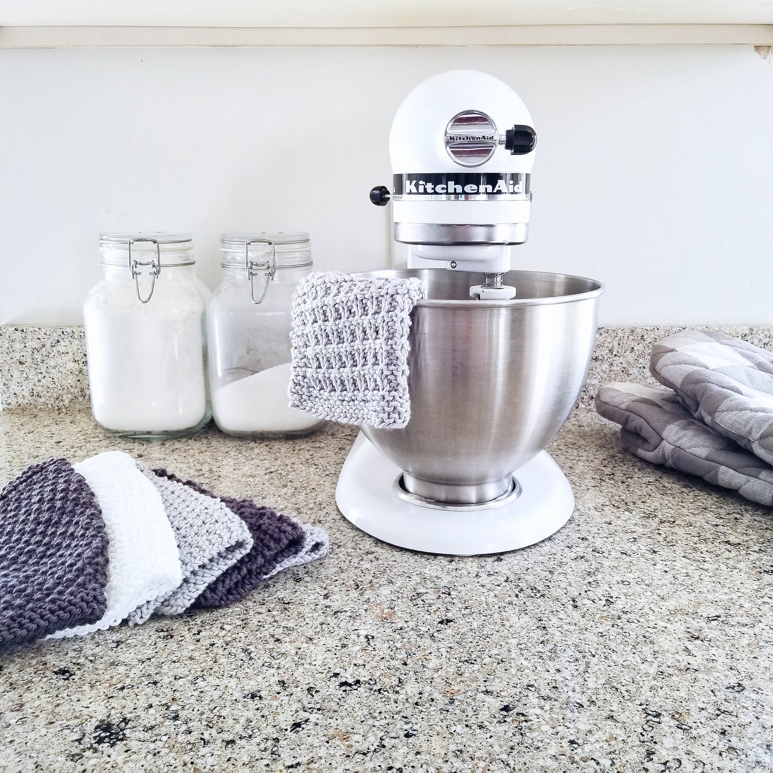 Knit Dish Cloth Pattern Knit Wash Cloth Tutorial Farmhouse Etsy