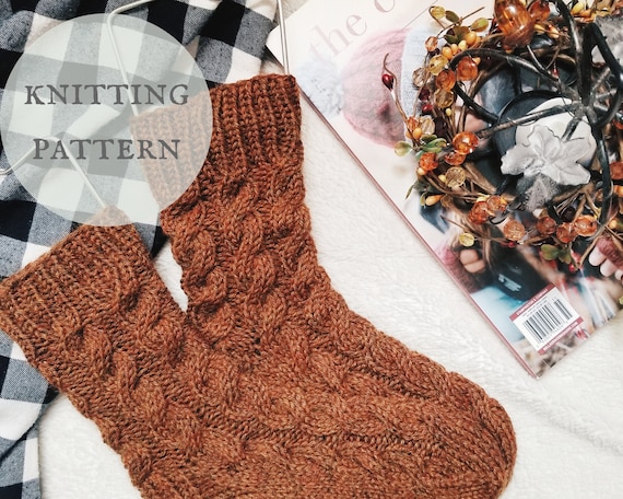 Sweet Cider Autumn Socks Knitting Pattern, Cable Knit Sock Pattern