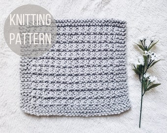 Countryside Knit Dish Cloth Pattern, Knit Wash Cloth, Farmhouse Kitchen, Knit Dish Towel, Beginner Knit Dish Cloth