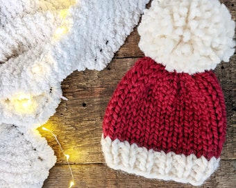 MODELLO DI LAVORO A MAGLIA: Modello di lavoro a maglia per cappello Ren, modello di cappello di Babbo Natale per bambini lavorato a maglia, cappello di Natale, cappello di Natale per bambini, cappello con pompon lavorato a maglia per bambini