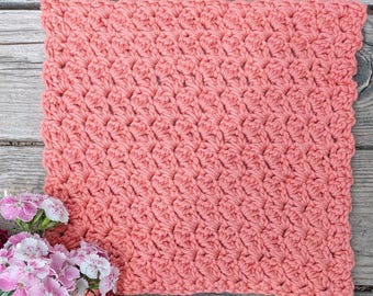 CROCHET PATTERN: Petal Popcorn dishcloth crochet pattern, crochet dish cloth pattern, easy washcloth crochet pattern