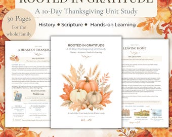 Thanksgiving Unit Study for Kids, 10-Day Christian Homeschool PDF