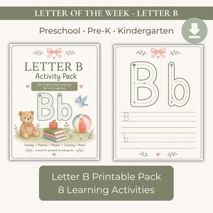 Letter B Worksheets for Preschool, 8-Page Christian Printable PDF