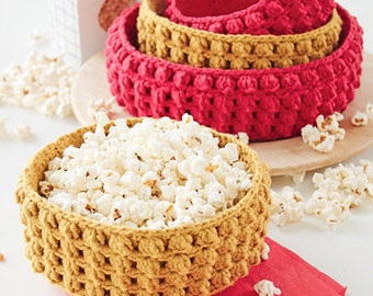 Crochet 100% cotton basket / storage box / office storage / kitchen storage / bathroom storage with popcorn pattern / home decor gift