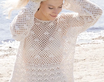 Handmade Shell Lace Sweater – Lightweight Crochet Pullover | Airy Summer Knit Top | Beach Style Sweater in Cotton / Viscose / Linen