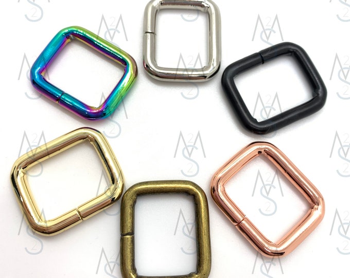 Rectangle Rings - 3/4 Inch Wide - 19mm - Square Bag Rings - Bag Hardware - 2 Minutes 2 Stitch