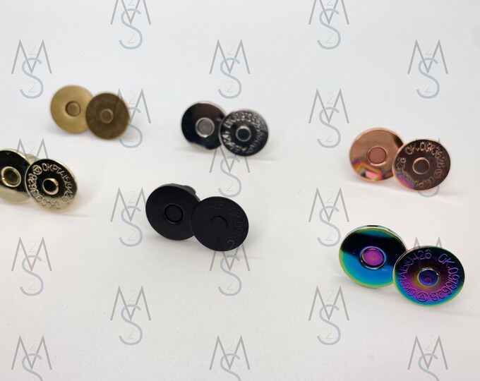 18mm Magnetic Snaps/Closures for Handbags & Wallets - Set of 4! - Bag Hardware - Rainbow Magnetic Snaps - Rose Gold Magnetic Snaps