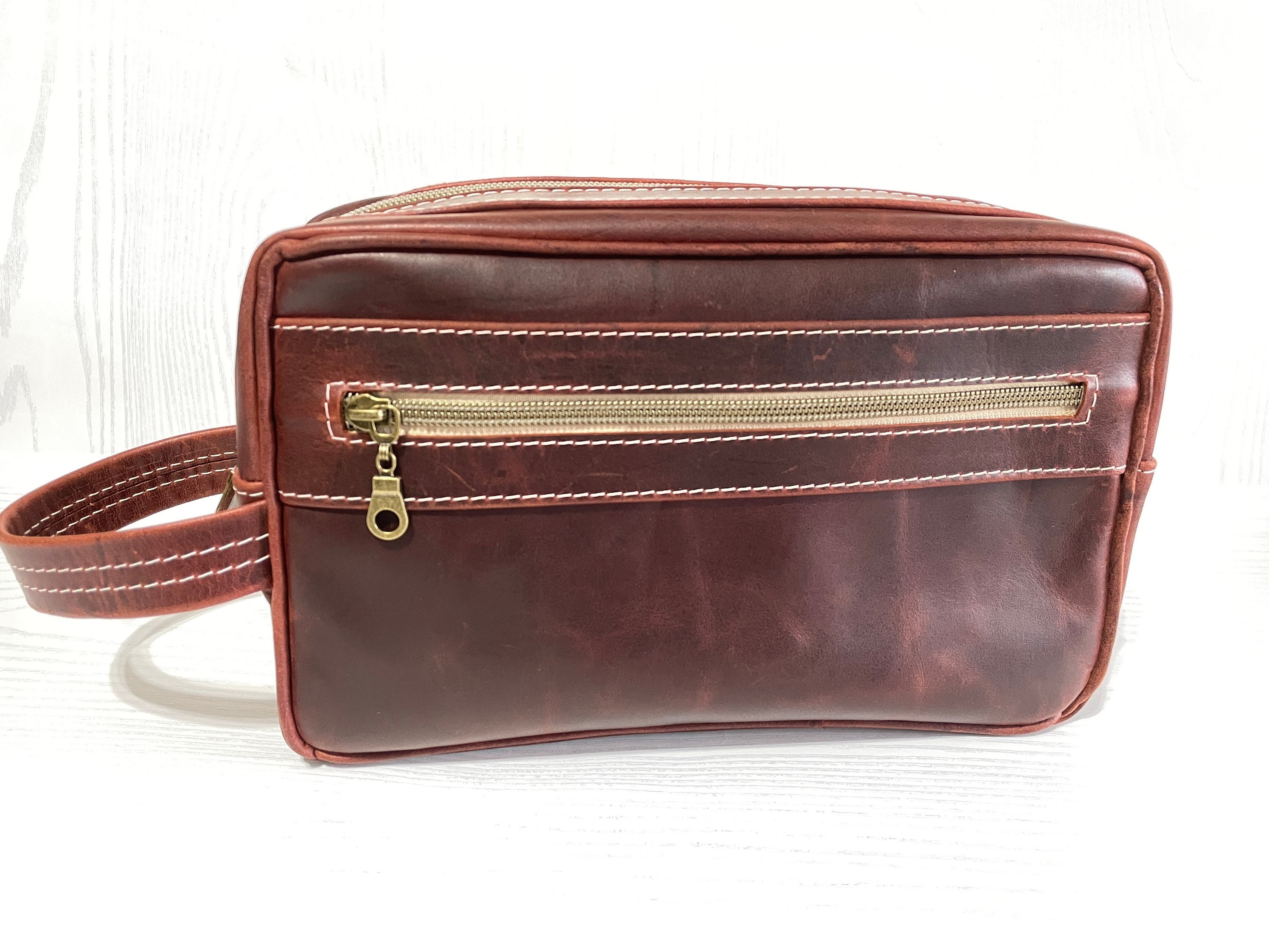 Mens Leather Toiletry Bag