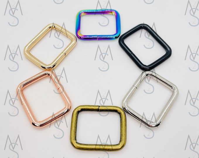 Rectangle Rings - 1-Inch Wide - 25mm - Square Bag Rings - Bag Hardware - 2 Minutes 2 Stitch
