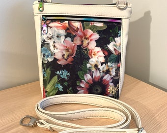 Crossbody Bag - Modern Floral Bag - Vegan Leather Purse - Ladies Purse - Fashion Bag - Rainbow Bag