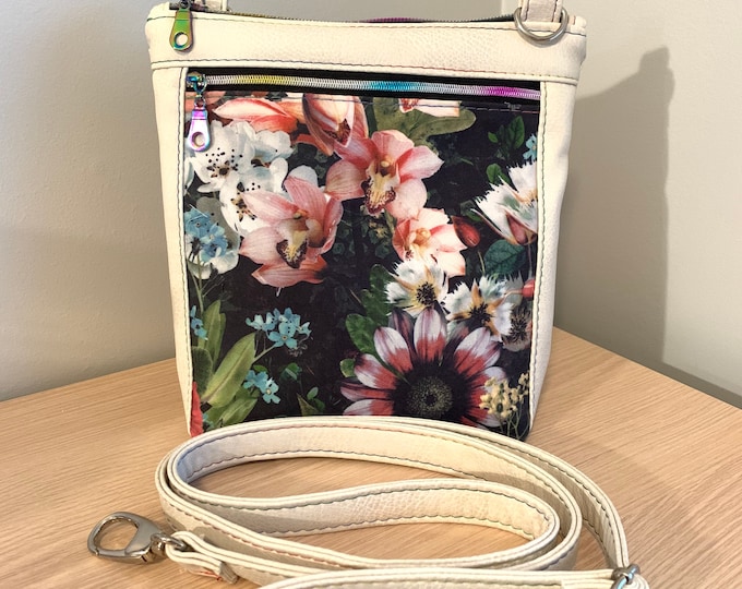 Crossbody Bag - Modern Floral Bag - Vegan Leather Purse - Ladies Purse - Fashion Bag - Rainbow Bag