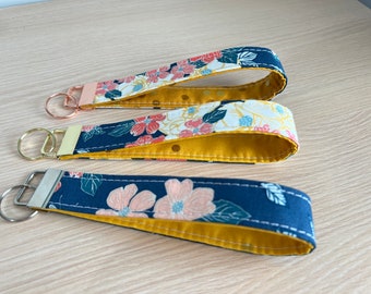 Key Fob - Key Chain - Fabric Key Fob - Floral Key Chain - Wristlet Strap - Wristlet - Accessories - Handmade by Val