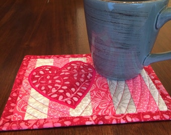 Easy Valentines Mug Rug SEWING Pattern