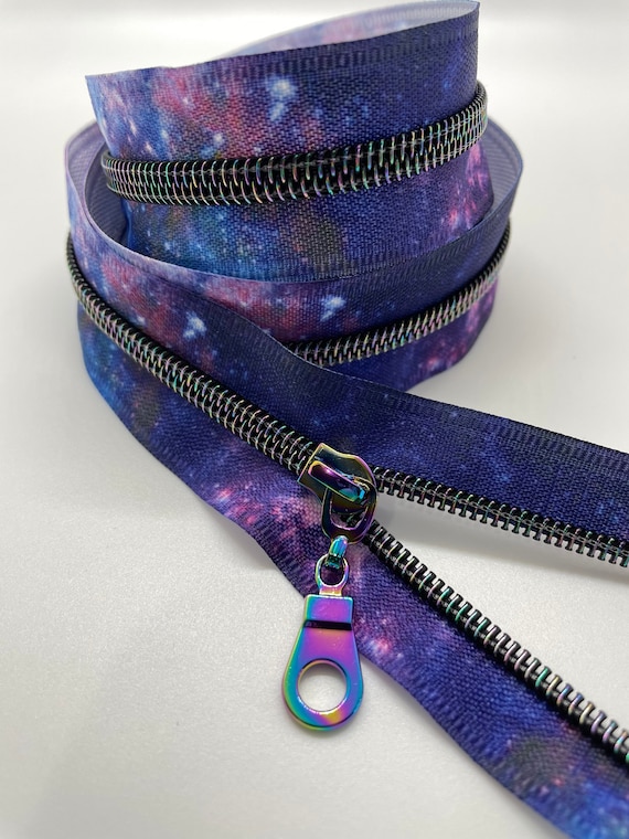Rectangle Pull Zipper Pack - Black Zipper Tape with Crystal Blue Teeth Rectangle Pull Zipper Pack - Black Zipper Tape with Crystal Blue Teeth