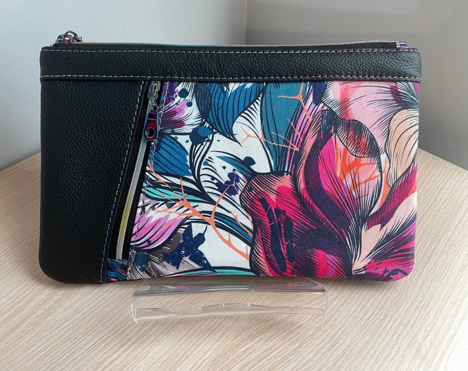 Genuine Leather Zippy Clutch - Cosmetic Bag - Toiletry Bag - Clutch