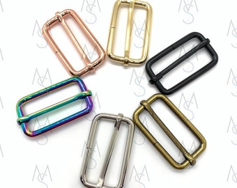 Strap Slides - 1-1/2 Inches Wide - Tri Glides - Adjustable Strap Slide - Strap Adjuster - Bag Hardware - 2 Minutes 2 Stitch
