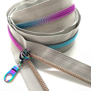 5 Zipper by the Yard - Berry with Silver Coil - Sew Sweetness