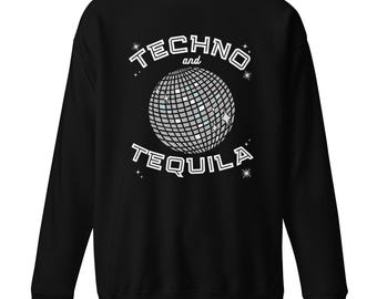 Camiseta Techno y Tequila, Camiseta Techno (Techno, EDM, Ropa Rave, TECHNO BLCK, Camiseta House, Música House) Sudadera Premium Unisex