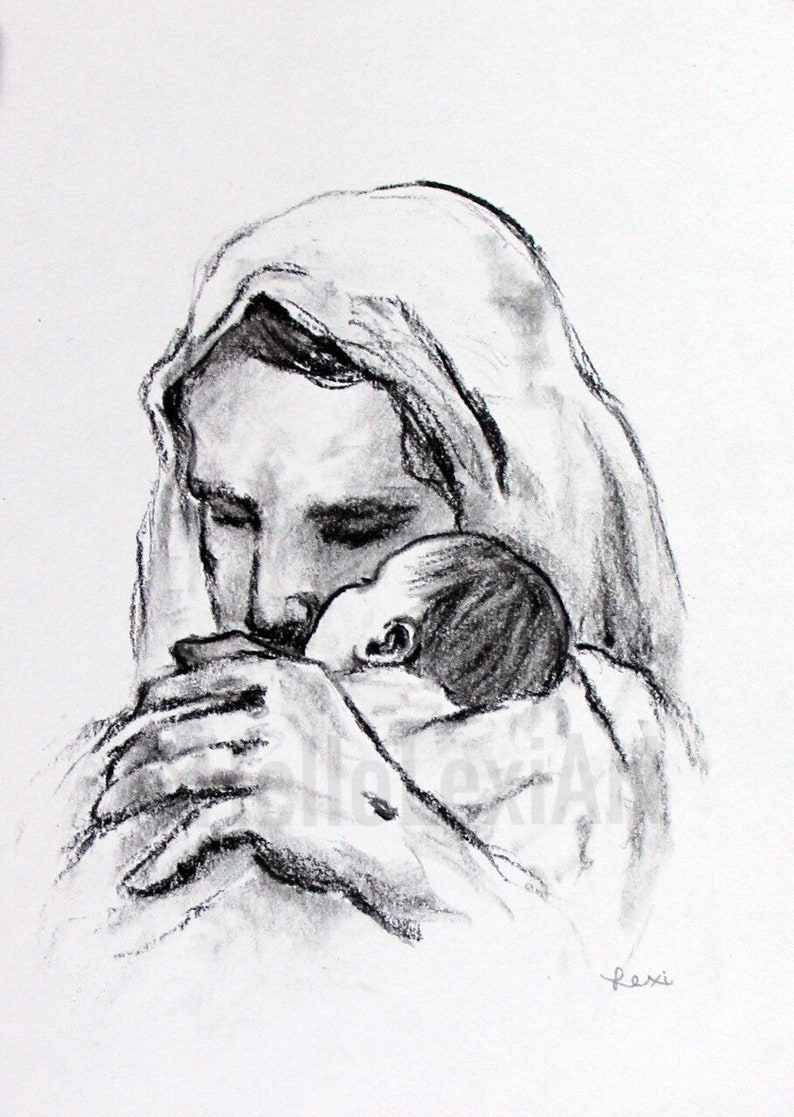 Art Collectibles Drawing Illustration Jesus Holding Baby U22 Miscarriage Pregnancy Infant Loss Stillborn Gift U22 Rainbow Baby U22 Bereavement Gift U22 Customize With Name Art Print