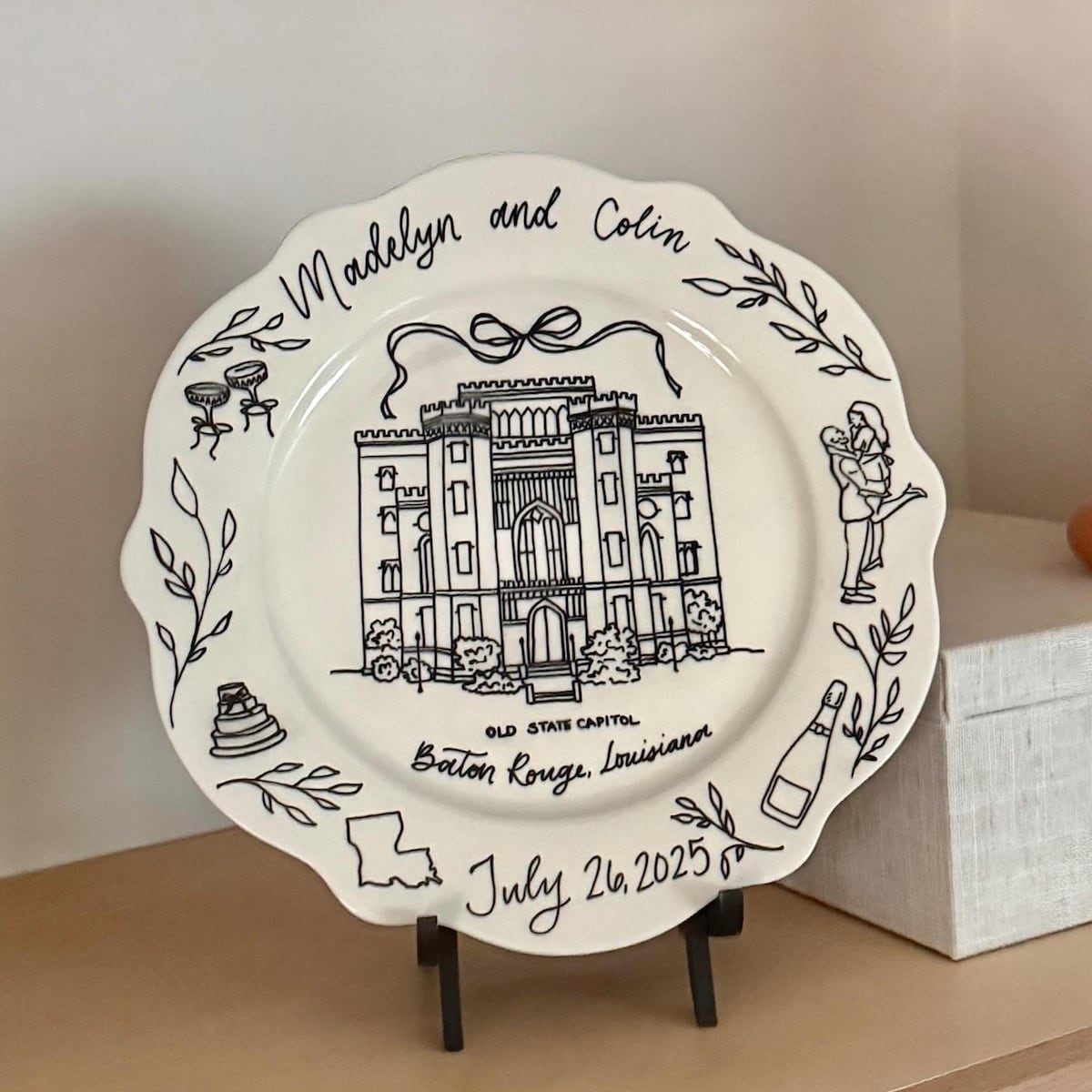 Hand Drawn Wedding Venue Keepsake Ceramic Plate - Etsy