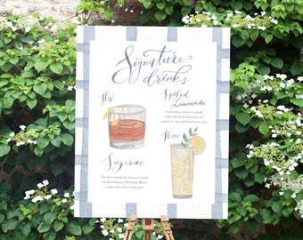 Wedding Signature Drink Sign, custom design