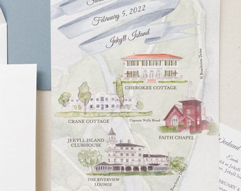 Custom Watercolor Wedding MAP painting, design for printing, NOT digital copy