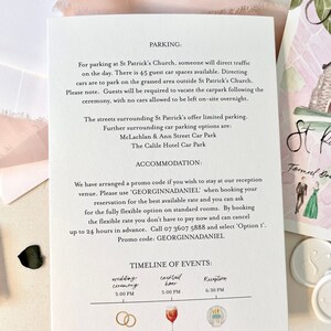 Custom watercolor illustrated wedding itinerary, details card image 2