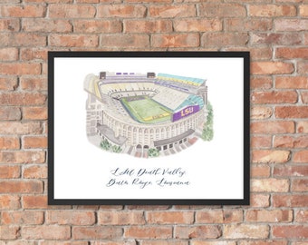 Framed LSU Stadium Art Print, Louisiana State University, Death Valley