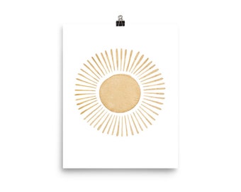 Sunburst Aquarell Kunstdruck, gold, Geschenk für Kinder
