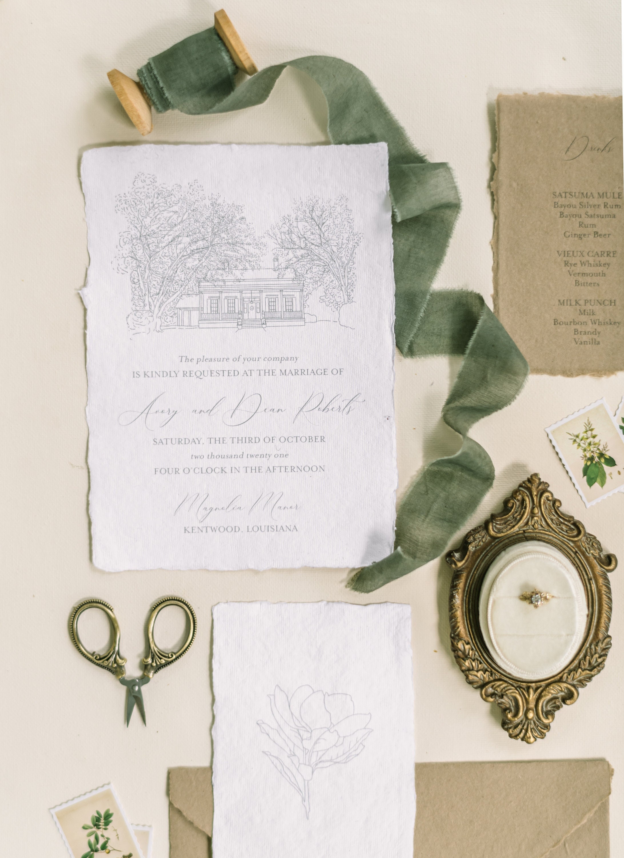 Wedding Venue Line Drawing Invitation