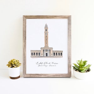 LSU clock tower digital art print, 8x10, keepsake, grad gift