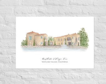 Westlake Village Inn, California Watercolor Fine Art Print