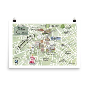 Spartanburg Kaart Poster Print