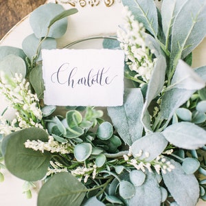 Tarjetas de ajuste de papel hechas a mano, nombre de la caligrafía, Boda, Evento