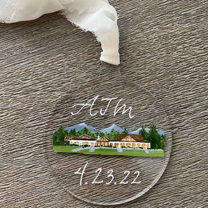 Custom Wedding Venue Painting Acrylic Ornament image 3