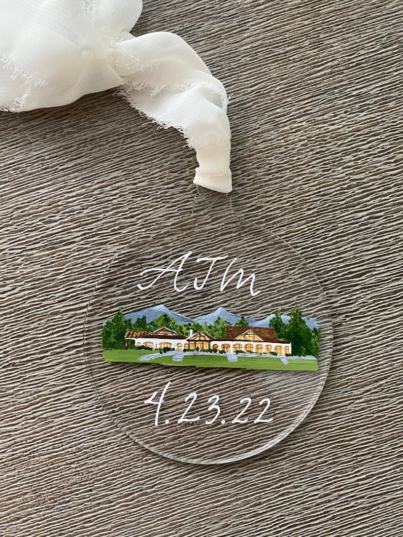 Custom Wedding Venue Painting Acrylic Ornament image 3