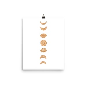 Moon phases watercolor art print, wall art, childrens room, nursery wall decor